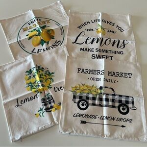 SUPER CUTE Pillow Covers with Black/White and Yellow Lemon Prints (set of 4)